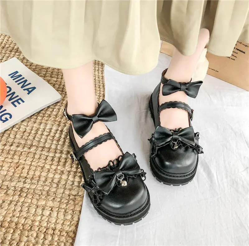 Japanese Kawaii Lolita shoes Girls heart Sweat School Round Toe cute  Shoes for Women Student Partty JK Uniform shoes lolita