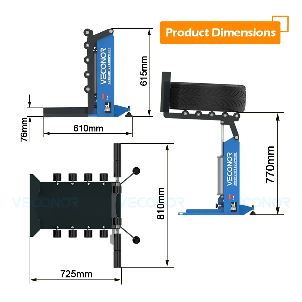 VECONOR Pneumatic Tyre Wheel Lifter for Tire Changer Universal Air Operation Tire Lifting Machine Wheel Moving Carrying Device