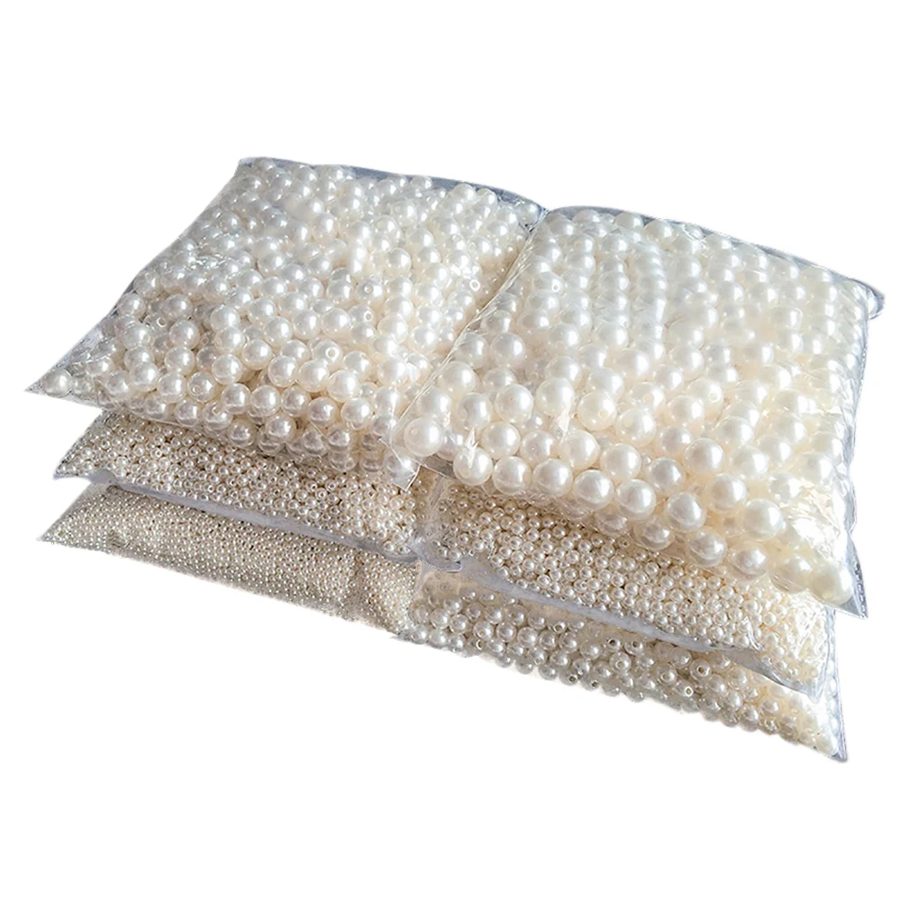 10-1000 teile/los 3-20mm Gerade Löcher Acryl Imitation Perle Beige Armband Runde Perlen Für DIY Handwerk schmuck Machen Liefert – Detail 3