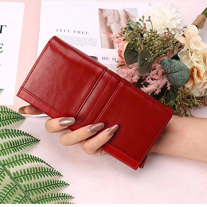 Ultra-thin Genuine Leather Purse Women's Wallet RFID Blocking Long Purse Coin Case Passpor For Women Credit Card Holder Wallet