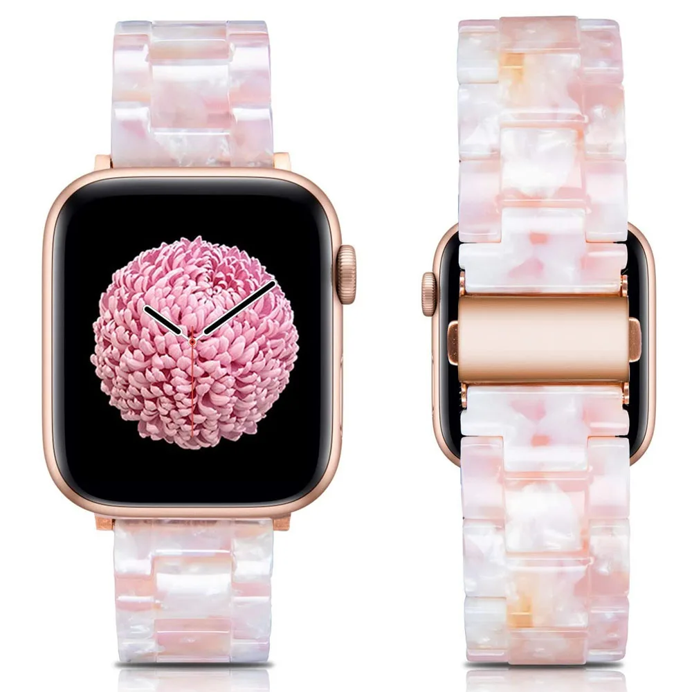 Bracelet for iWatch 9 8 7 SE Apple Watch Band 38mm 40mm 42mm 44mm 41mm 45mm Resin Band Replacement Series 6/5/4/3 Watchband Pink