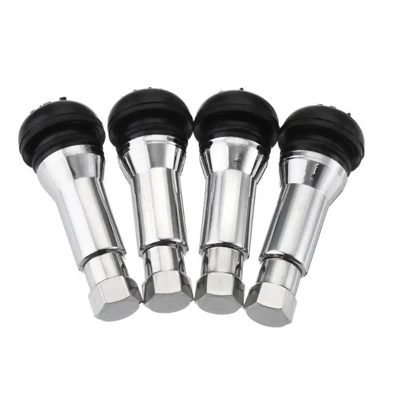 4Pcs/Set TR414 Chrome Aluminium Tubeless Tyre Valve Stem Cap Snap In Wheel Tire Valve Core Stems Rubber Dustproof Cover