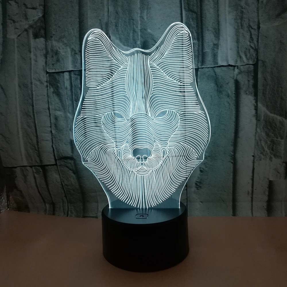 Animal Wolf 3D LED Nightlights Colorful Wolf Design Table Lamp teen wolf Illusion Battery operated Lights Bedroom Modern Decor