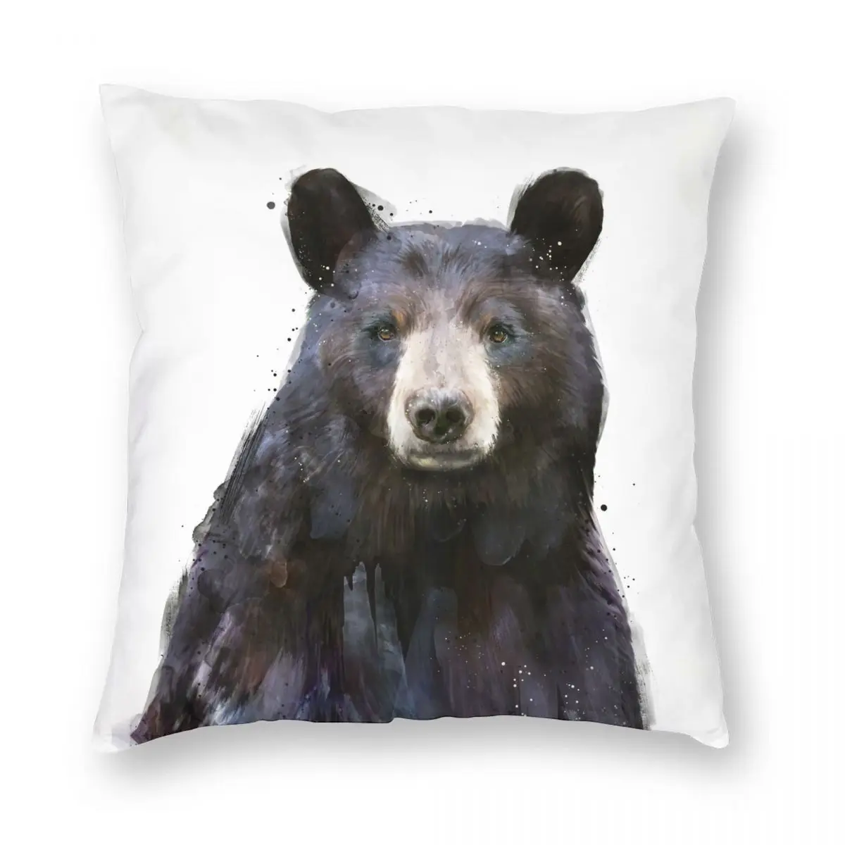 

Black Bear Pillowcase Polyester Linen Velvet Creative Zip Decorative Pillow Case Room Cushion Cover 18"