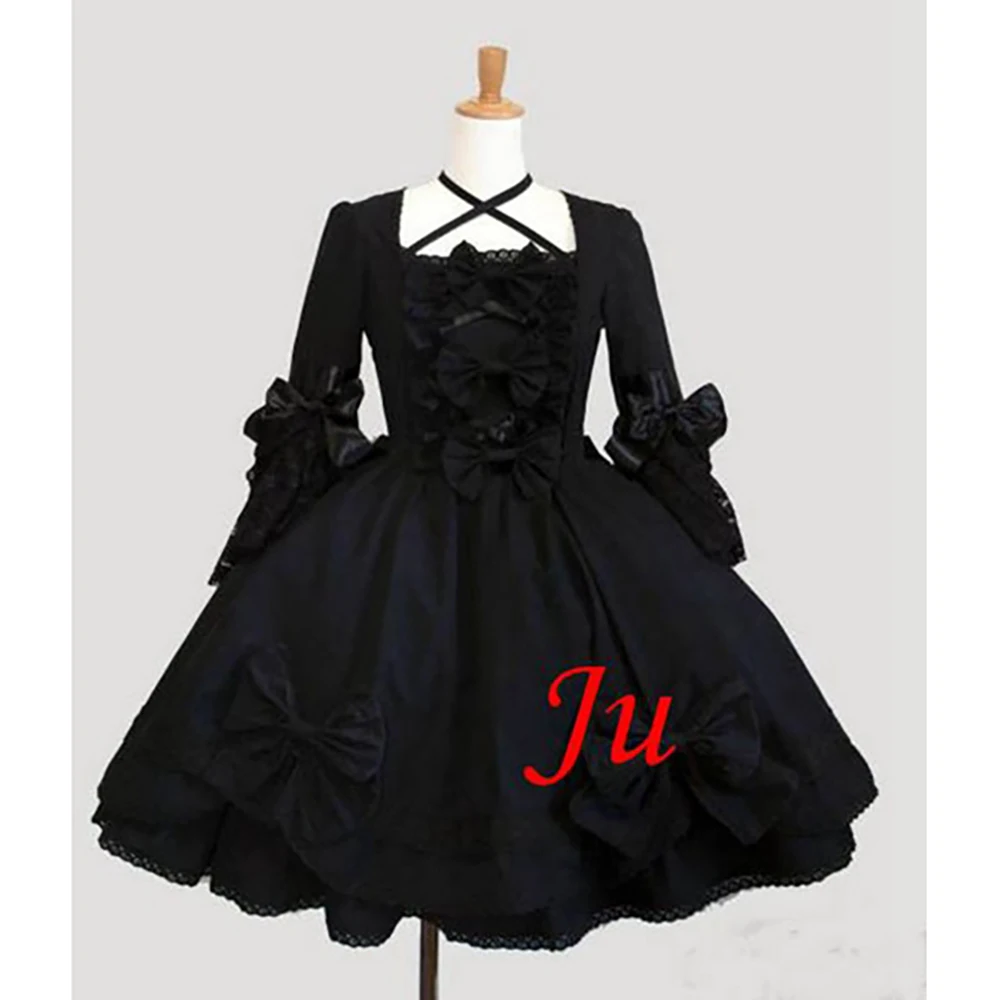 

fondcosplay Sissy Maid Gothic Lolita Punk Fashion black cotton Dress Cosplay Costume CD/TV[CK618]