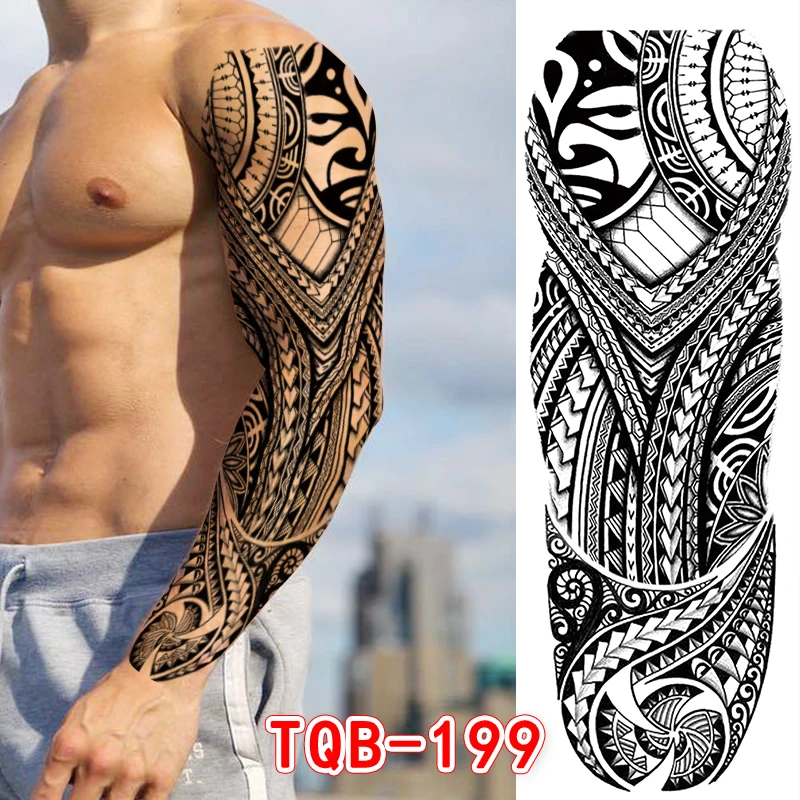 Waterproof Temporary Fake Tattoo Sticker Totem Mechanical Full Arm Large Size War, Soldier, Lion, Clock, Animals Mens, Womens