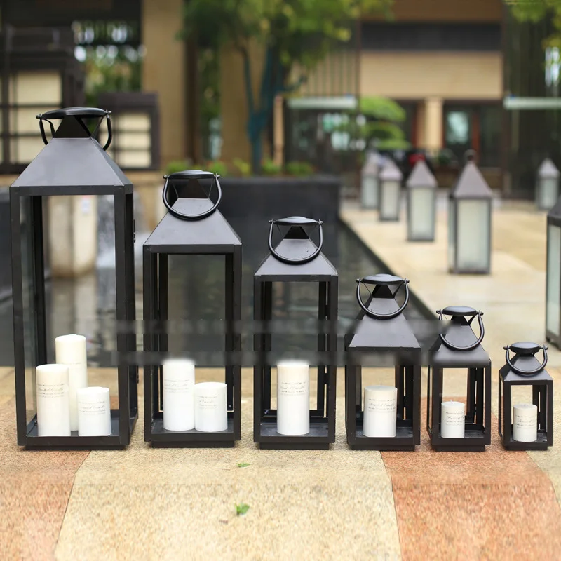 Outdoor Retro Candle Lantern Iron Wind Light Iron Candle Holder Wedding Windproof White Luxury Large Decoracion Hogar Moderno