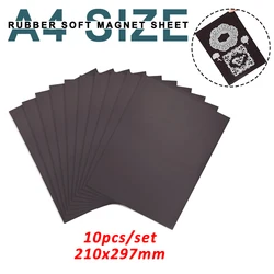 A4 Size 10pcs/set Rubber Soft Magnet Sheets For Crafts Cutting Dies Storage Easy To Cut Strong Flexible Black Magnetic Mats 2021