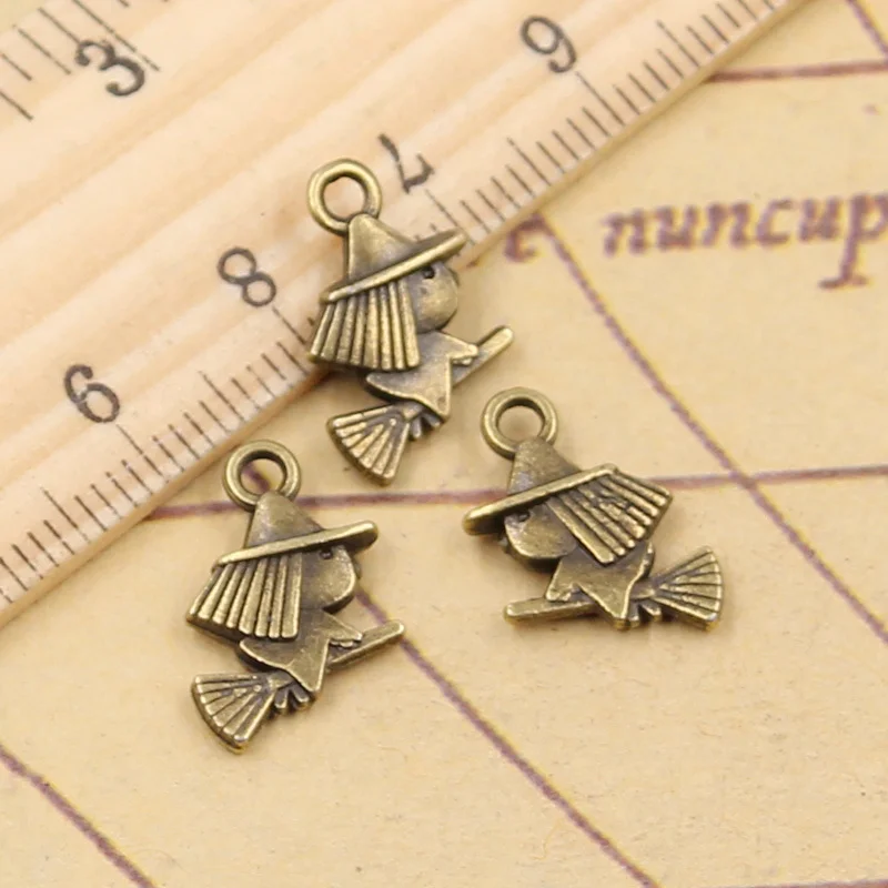 20pcs Charms Cute Riding Broomstick Halloween 16x12mm Tibetan Bronze Silver Color Pendants Antique Making DIY Handmade Craft