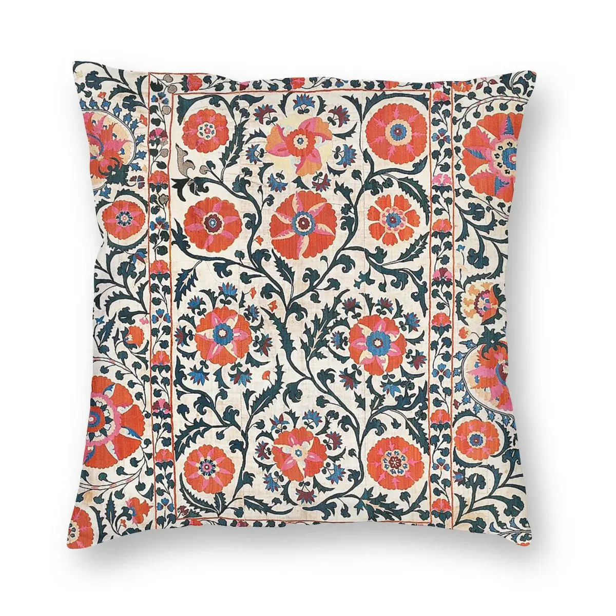 Shakhrisyabz Suzani Uzbekistan Antique Floral Pillowcover Home Decorative Cushion Cover Throw Pillow for Living Room