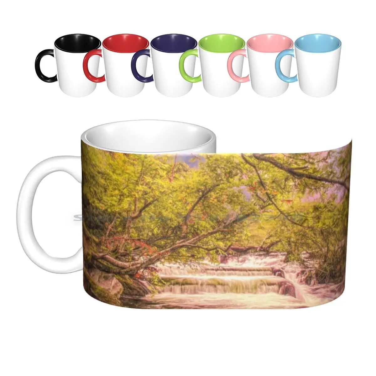 Autumn Falls Ceramic Mugs Coffee Cups Milk Tea Mug Autumn Falls Waterfall River Snowdonia Landscape Wales Uk Creative Trending