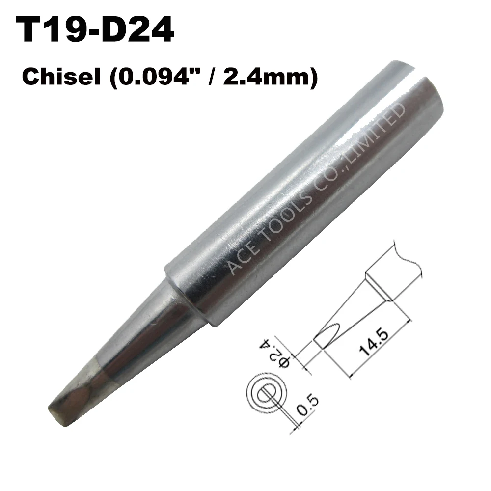 

T19-D24 Soldering Tip Screwdriver 2.4mm 0.094" Replacement Fit for HAKKO FX-601 FX601Lead Free Iron Bit Nozzle Pencil Welding