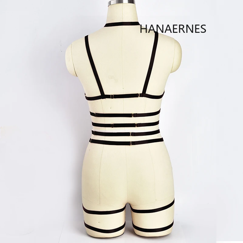 HANAERNES ชุดชั้นในชุดชั้นในเซ็กซี่ขา Garter Bondage CAGE Body Goth RAVE Suspender Bra ผู้หญิง Full Body Harness