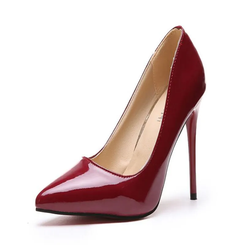 2022 Plus Size 34-44 HOT Women Shoes Pointed Toe Pumps Patent Leather Dress High Heels Boat Shoes Wedding Shoes Zapatos Mujer