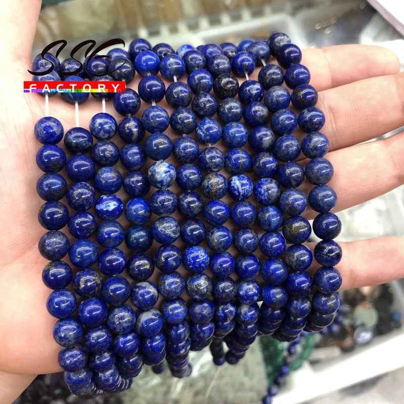 AAAAA Natural Lapis Lazuli Beads Round Loose Stone Beads For Jewelry Making DIY Charm Bracelet Necklace 4 6 8 10 12mm 15 Inches