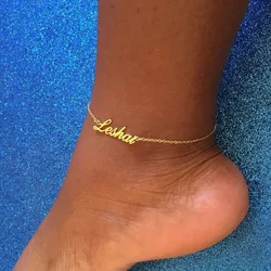 Custom Name Anklets For Women Stainless Steel Chain Personalized Foot Anklet Bohemian Beach Summer Jewelry Fashion Gift BFF