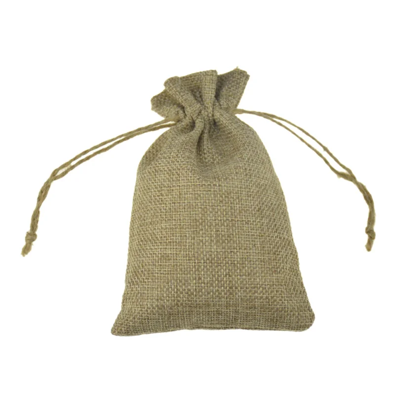50pcs/lot Natural Burlap Linen Jute Drawstring Gift Bags Party Favors Packaging Bag Wedding Candy Gift Bags Party Supplies
