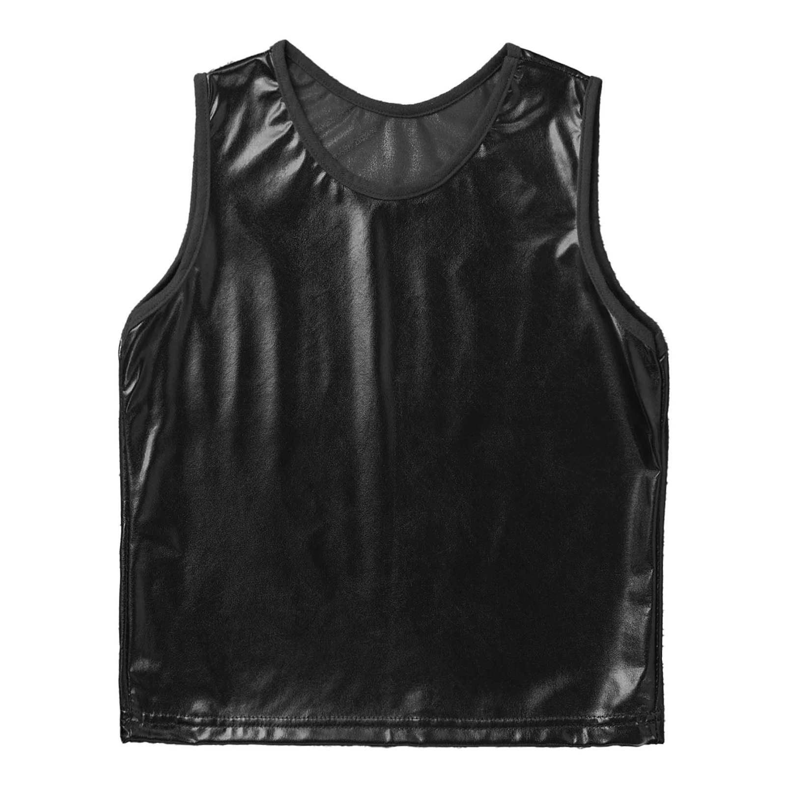 Camiseta sin mangas para niños y niñas, chaleco metálico brillante, camisetas sin mangas sueltas para Jazz, disfraces de baile de Hip Hop
