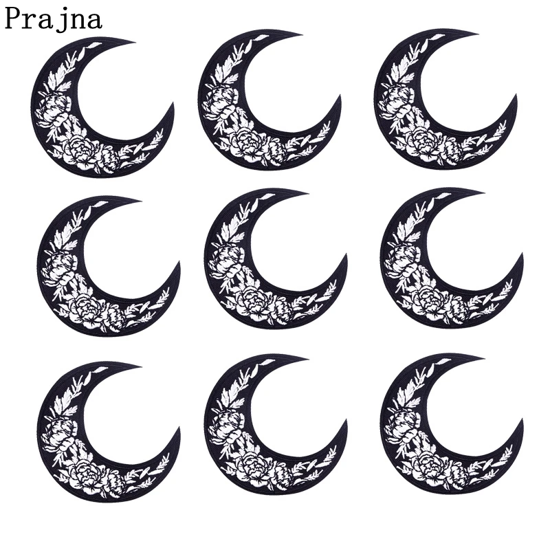 Prajna 10PCS Großhandel Mond Stil Gestickte Applikation Eisen Auf Patches Auf Kleidung Cartoon Abzeichen Patches Für Kleidung Aufkleber