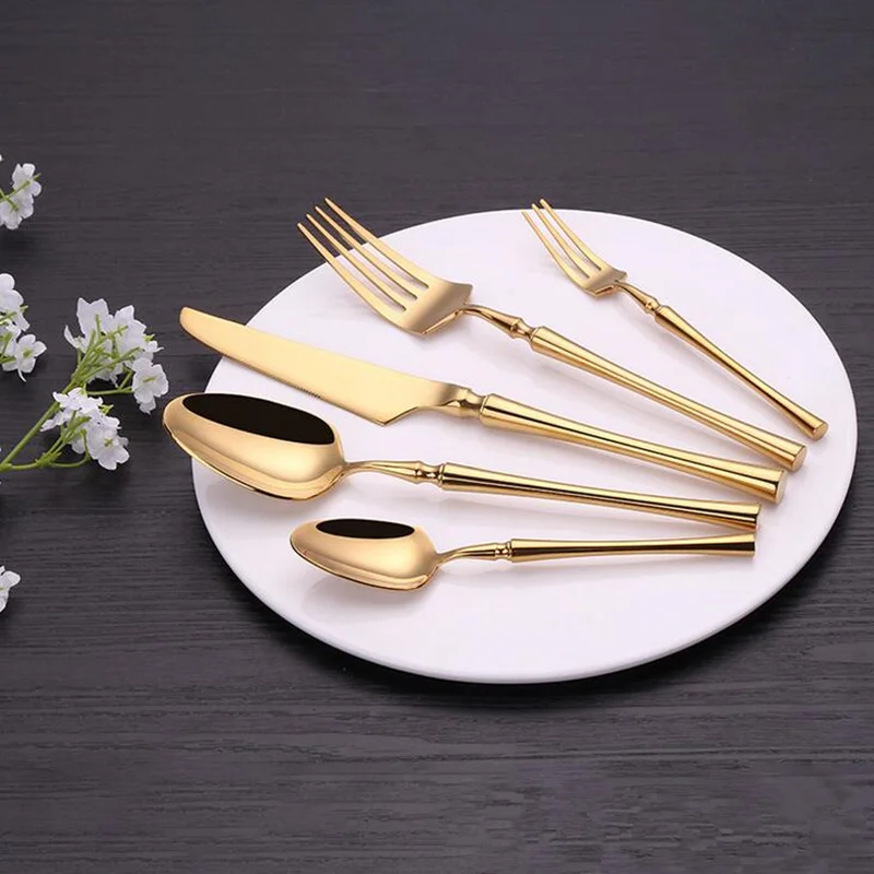 

30Pcs Dinnerware Set Stainless Steel Cutlery Set Kitchen Tableware Knife Fork Spoon Flatware Gold Silverware for 6person