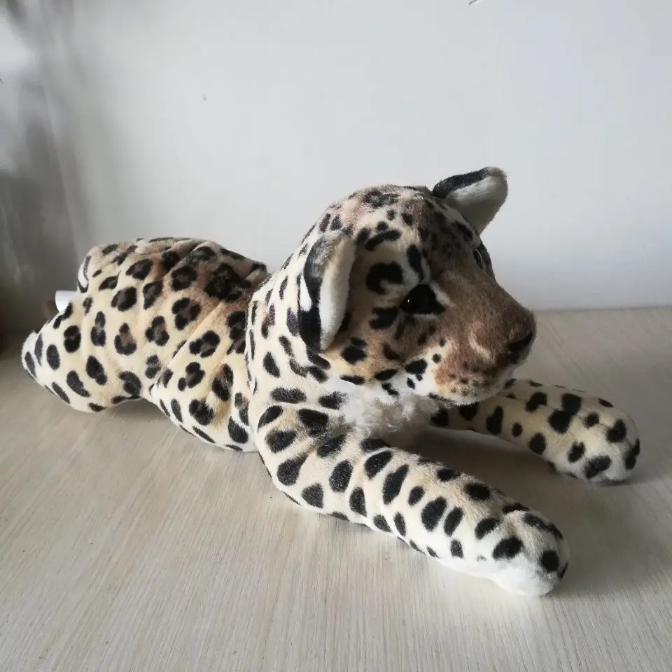 real life toy about 42cm lying leopard plush toy soft doll Christmas gift s2496