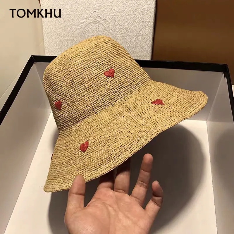 Japanese Straw Hat for Female New Summer Korean Version of the Sunscreen Big Hat Eaves Beach Seaside Vacation Sun Hat Foldable