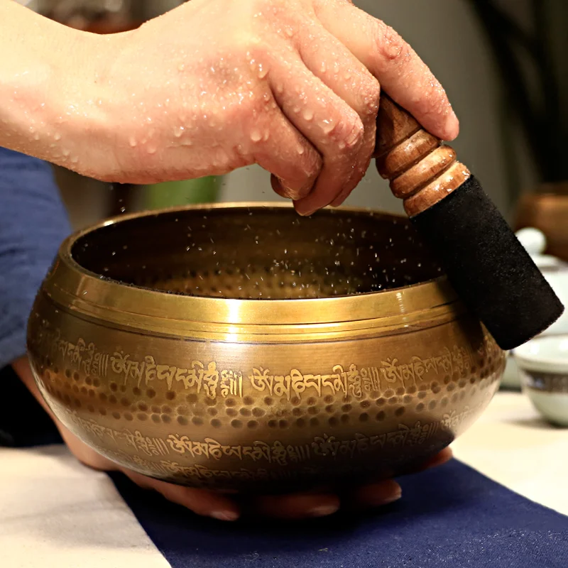 Tibetan Meditation Black Singing Bowl Meditation Chanting Meditation Buddha Bronze Ritual Instrument Sanskrit Sound Bowls