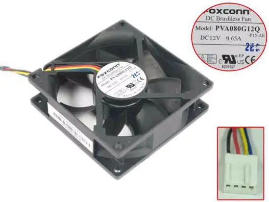 

Foxconn PVA080G12Q P15 DC 12V 0.65A 80x80x25mm 4-wire Server Cooling Fan