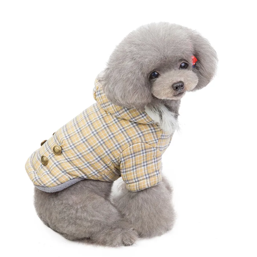 Warm Pets Dog Clothes Cotton Russia Winter Thicken Coat Costumes England Grid Hoodies Clothes for Small Puppy Dogs Clothing XXL