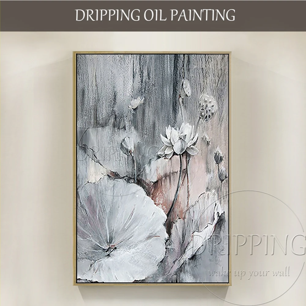 

Pure Hand-painted High Quality Modern Wall Art White Lily Flower Oil Painting Special Home Decor Abstract Flower Oil Painting