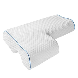Couples Pillow with Arm Rest Memory Foam Anti Hand Pressure Neck Pain Relief Arched Sleeping Cuddle Cervical Cushion for Sleeper