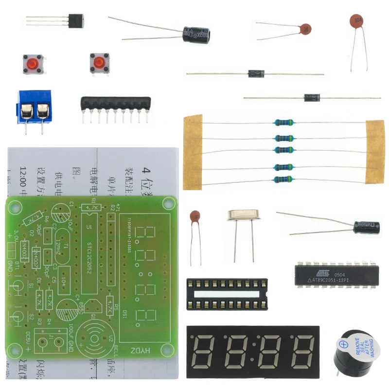 AT89C2051 Digital 4 Bits Electronic Clock Electronic Production Suite DIY Kit Learing Kit for Arduino