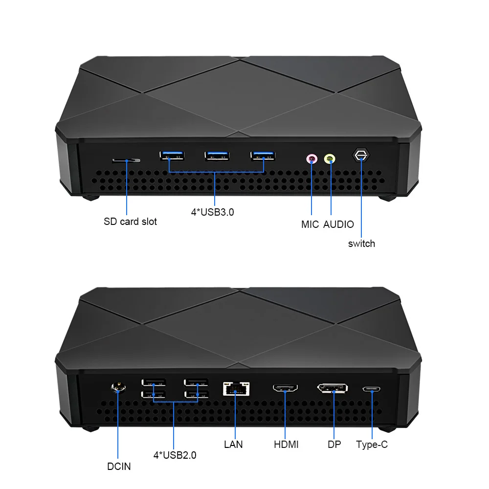 Topton-Mini PC portátil Nuc Intel Core i9 11900H i7 1165G7, ordenador de escritorio con doble Ram, M.2 NVMe SSD, 3x4K, pantalla para juegos, HTPC