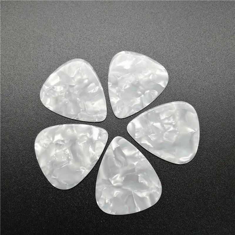 Pearl White Guitar Picks, Pearl White, Celluloid, Pelctrum, Blank White, 200Pcs, Batch, 0.46mm, 0.71mm, 1.0mm