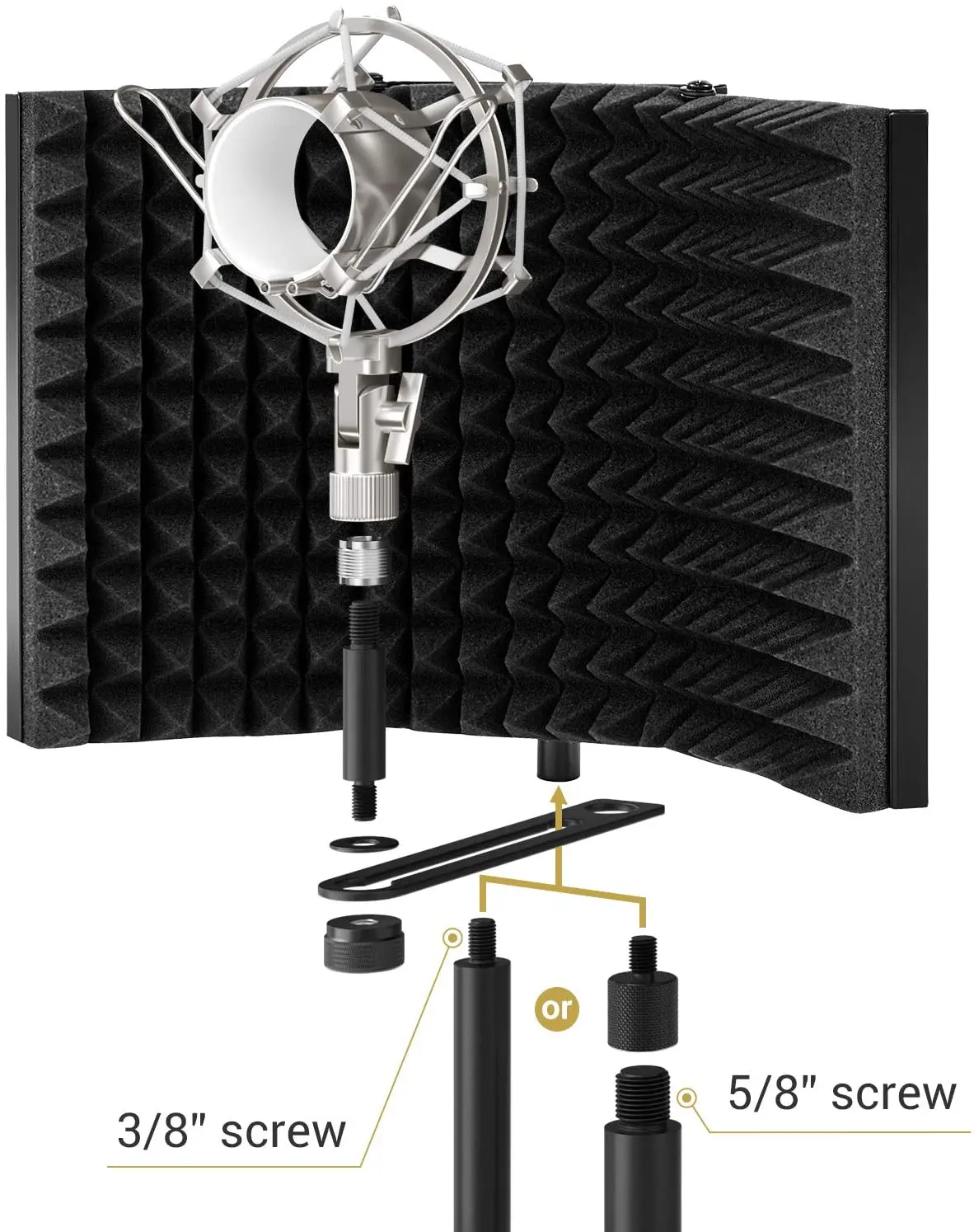 Microphone Isolation Shield, Studio Mic Sound Absorbing Foam Reflector for Any Condenser Microphone Recording Equipment Studio