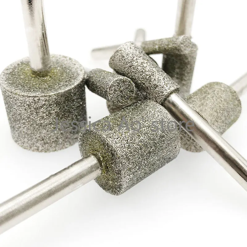 2-10 pz 5-30mm 60 grana sabbia grossa diamante testa di macinazione utensile elettrico punte di levigatura taglierine di granito cilindriche strumento di intaglio della pietra