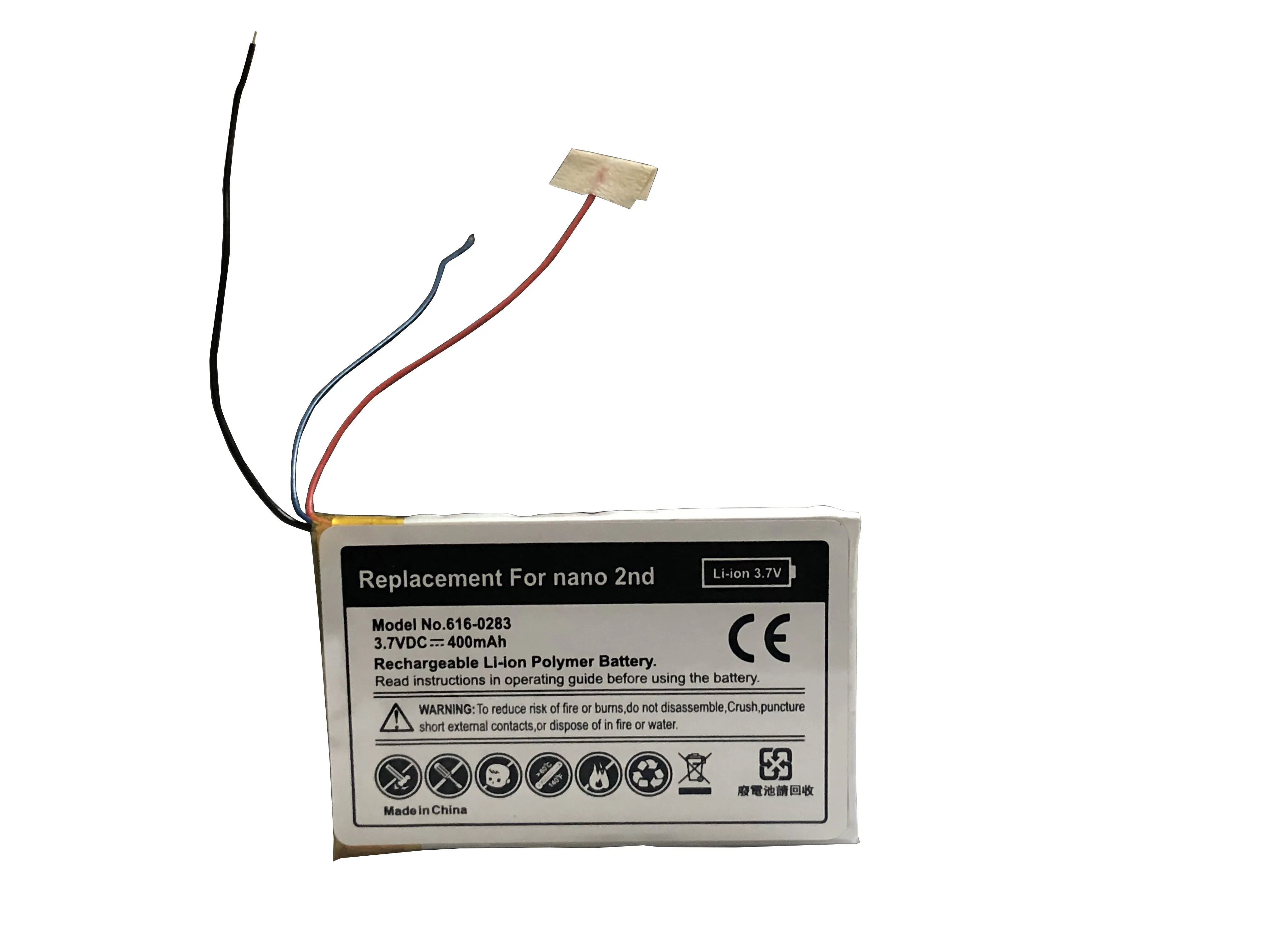 10 Stks/partij 3.7V 400Mah Li-Ion Batterij Vervanging Voor Ipod Nano 2 2G 2nd Gen MP3 616-0283