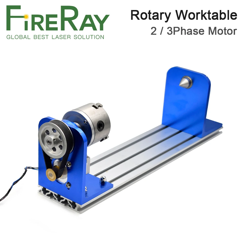 Fireray Rotation Axis Rotationsaufsatz mit Spannfutter, 2-Phasen-3-Phasen-Schrittmotor, drehbarer Arbeitstisch für Co2-Lasergravur, Schneiden