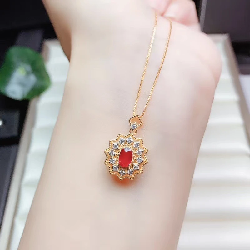 exquisite red ruby gem necklace real 925 silver women collarbone necklace fine jewelry natural gem birthday gift birthstone