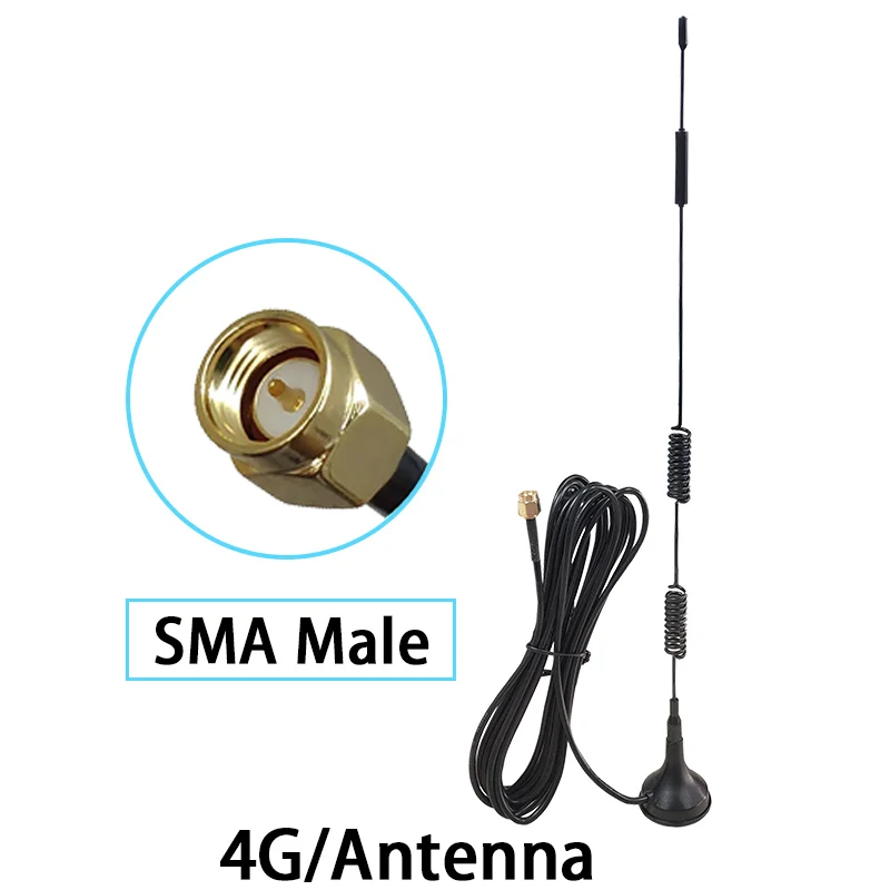 Imagem -02 - Antena Grandwisdom Peças 3g 4g Lte 15dbi Sma Conector Macho Aéreo 698-960 17002700mhz Base Magnética Iot 3m Antena com Ventosa Transparente