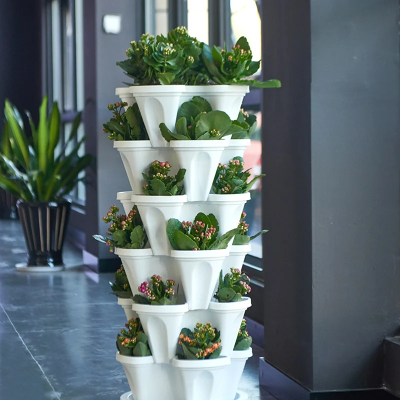 Maceta estereoscópica para jardín, Macetas de flores tipo pila, suministros de jardinería, maceta Vertical de plástico para jardín y hogar