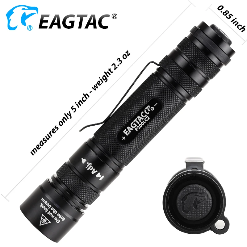 EAGTAC P200LC2 XML2 1286lm LED Flashlight 18650 CR23A Battery Nichia 219C 4000K 365NM UV LED XPL HI Long Through Hunting Torch