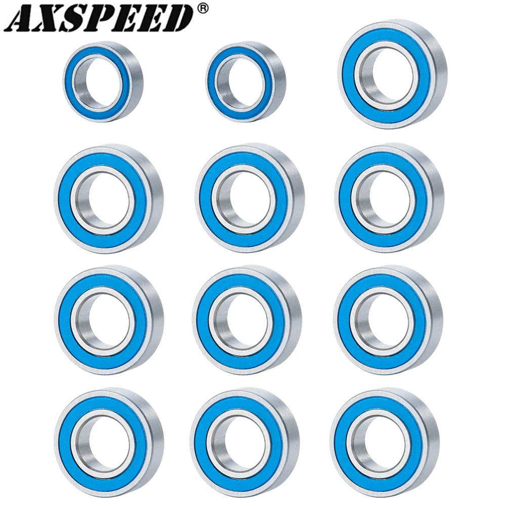 AXSPEED 12PCS Bearing Set Complete Ball Bearing Kit for Tamiya Blackfoot, Mud Blaster & Fast Attack Upgrade Parts