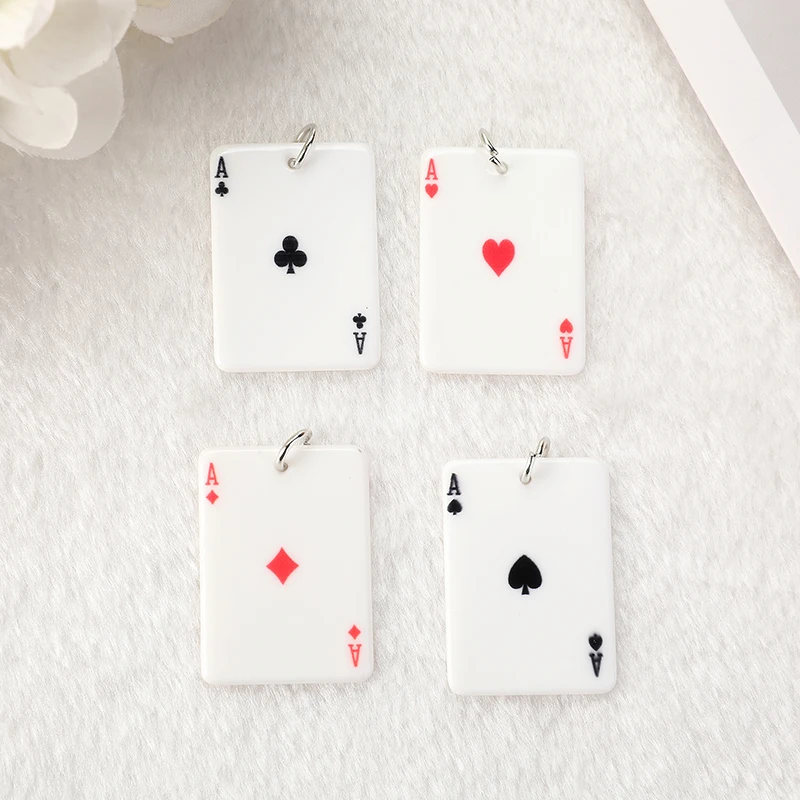 8 Pcs/Lot   Resin Poker Charms  Flatback  Jewelry Findings  Leisure Card  Pendant  Crafts For Keychain Diy Making