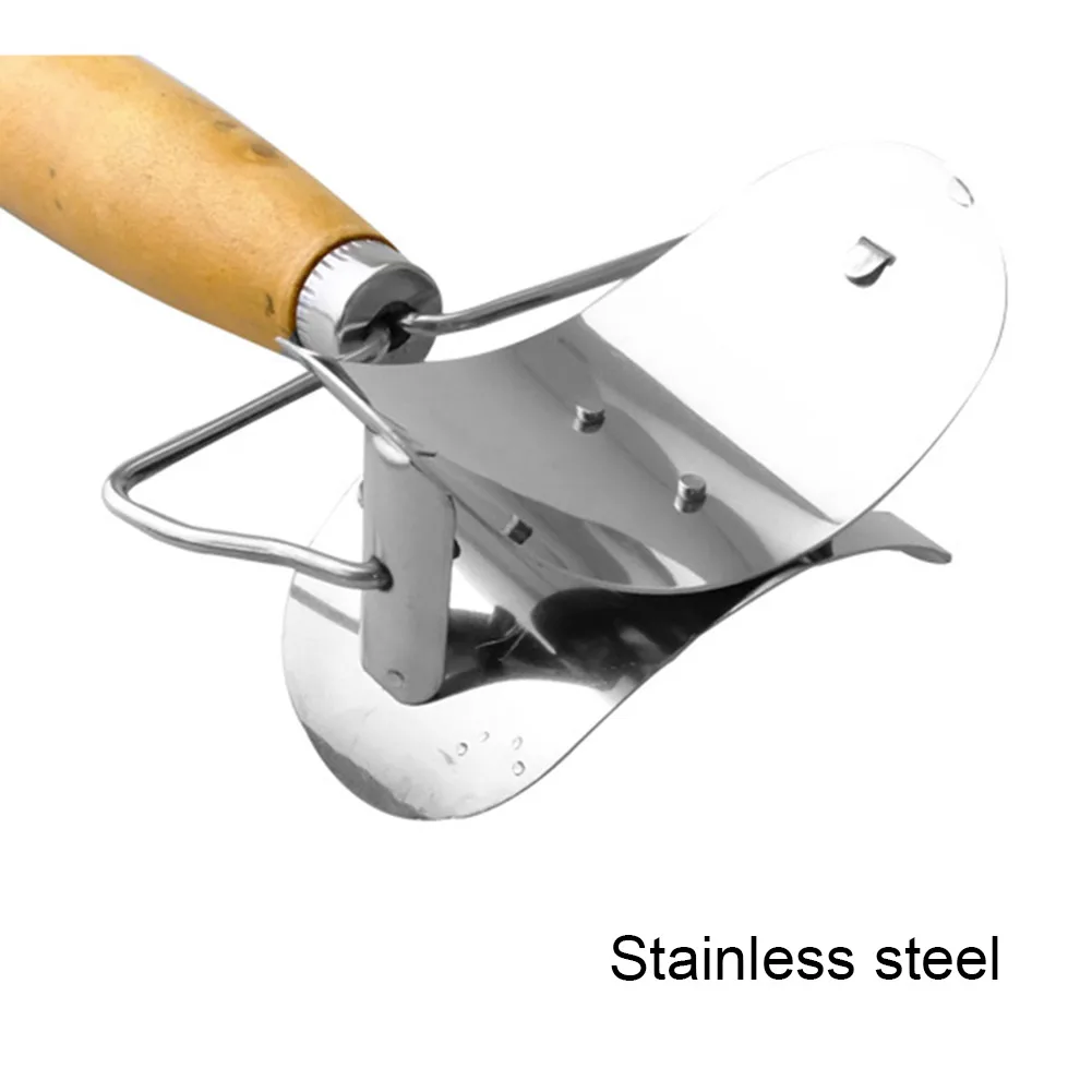 Durable Portable Kitchen Pastry Wrap Stainless Steel Mold Cutting Paste Wooden Handle Dough Ball Kitchen Tools Gadgets 18x7.2cm