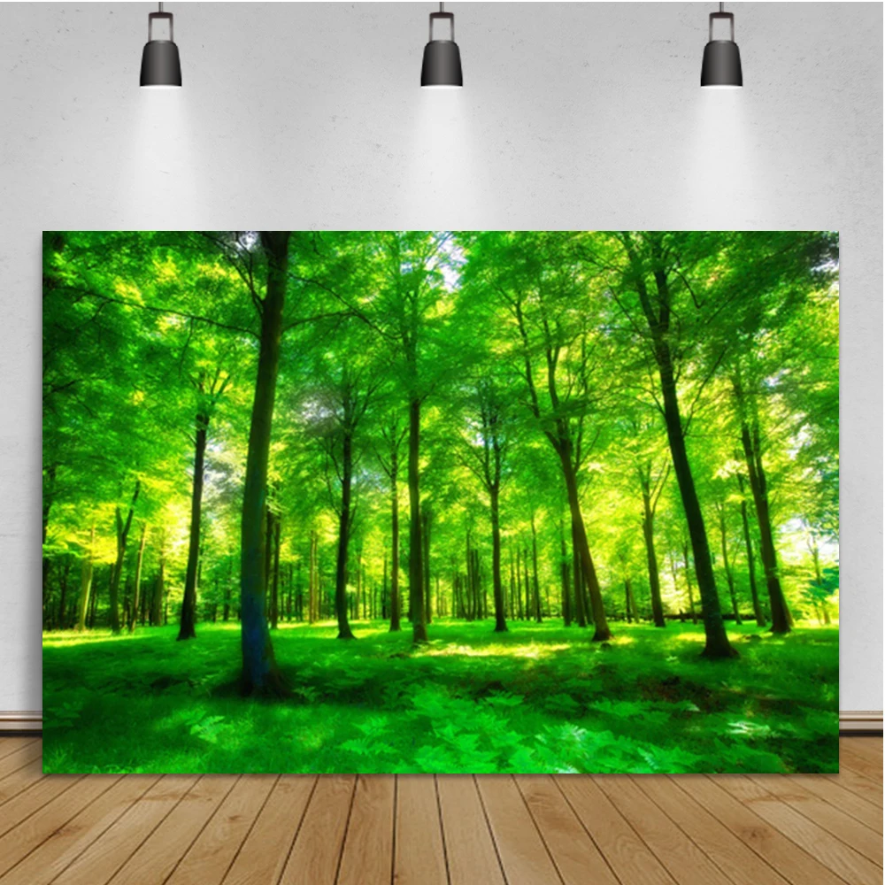 Laeacco Forest Nature Scenery Room Green Decoration Portrait Custom Backdrop Photographic Photo Background For Photo Studio