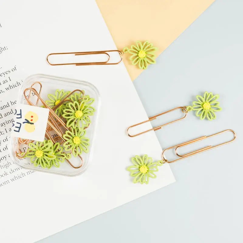 10 flower Paper Clips Notebook Memo Pad Filing Bookmark binder Paperclips Student Office Binding Supplies Stationary