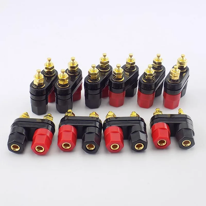 4mm Couple Terminals Plug Jack Socket Dual Banana Plugs Binding Post Red Black Connector Amplifier Speaker DIY Adapter L19