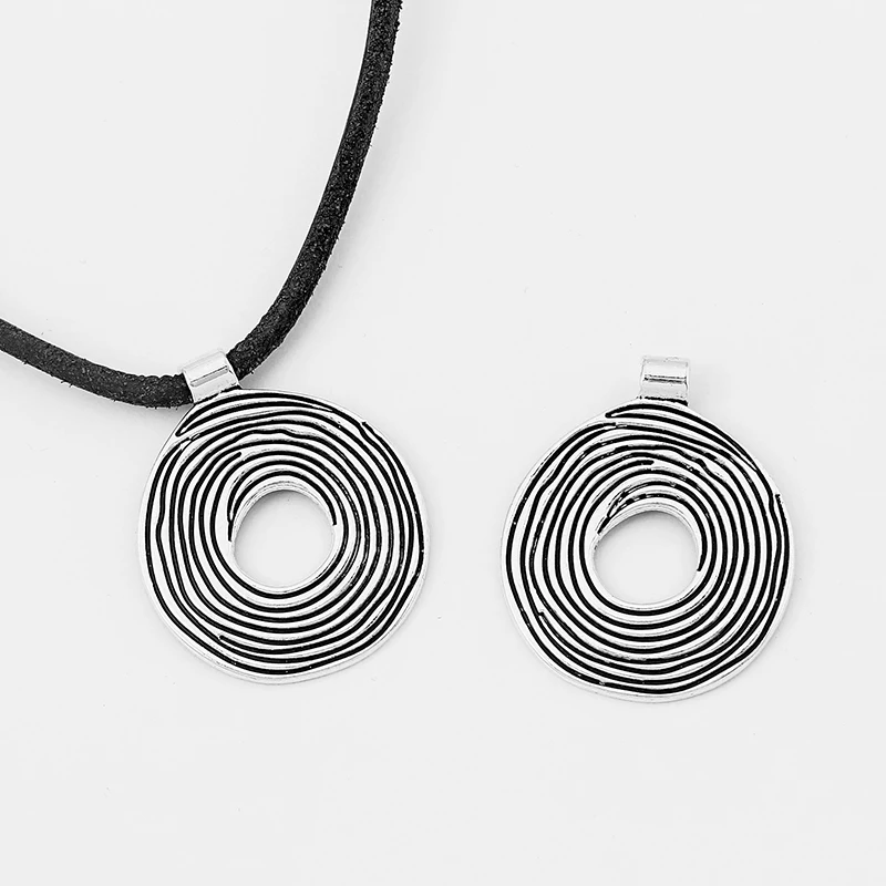 3PCS Tibetan Silver Open Spiral Swirl Vortex Round Charms Pendant for Necklace Jewellery Making Findings Accessories 36mm