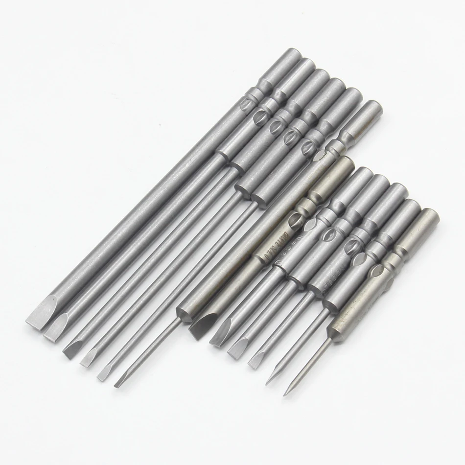 1Pcs 801 5mm Round Shank Slotted Screwdrivers Bits 1.6mm-5mm S2 Alloy Steel Magnetic Flat Head Slotted Tip Tools